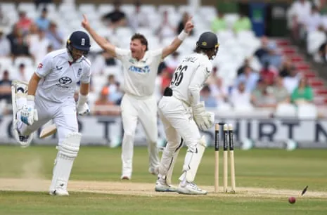 Joe Root is run out during the final day of the third Test between England and New Zealand