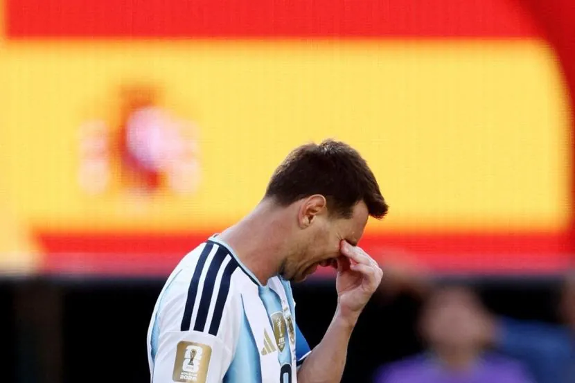 Argentina's Lionel Messi is left in tears after the loss