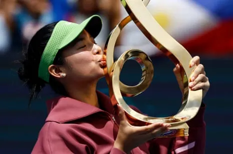Alexandra Eala of the Philippines after beating Jessica Pegula at the Washington DC Open tennis tournament.